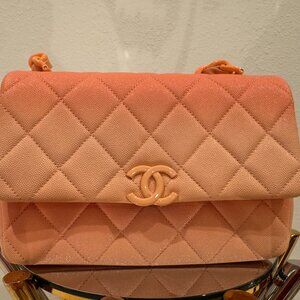 CHANEL Ombre Quilted Caviar My Everything Flap Orange